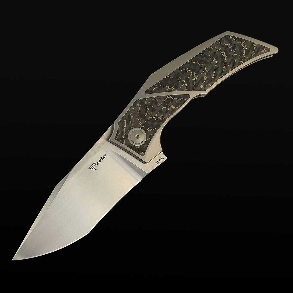 T3500 Titanium bead blast handle Snake skin Gold inlay