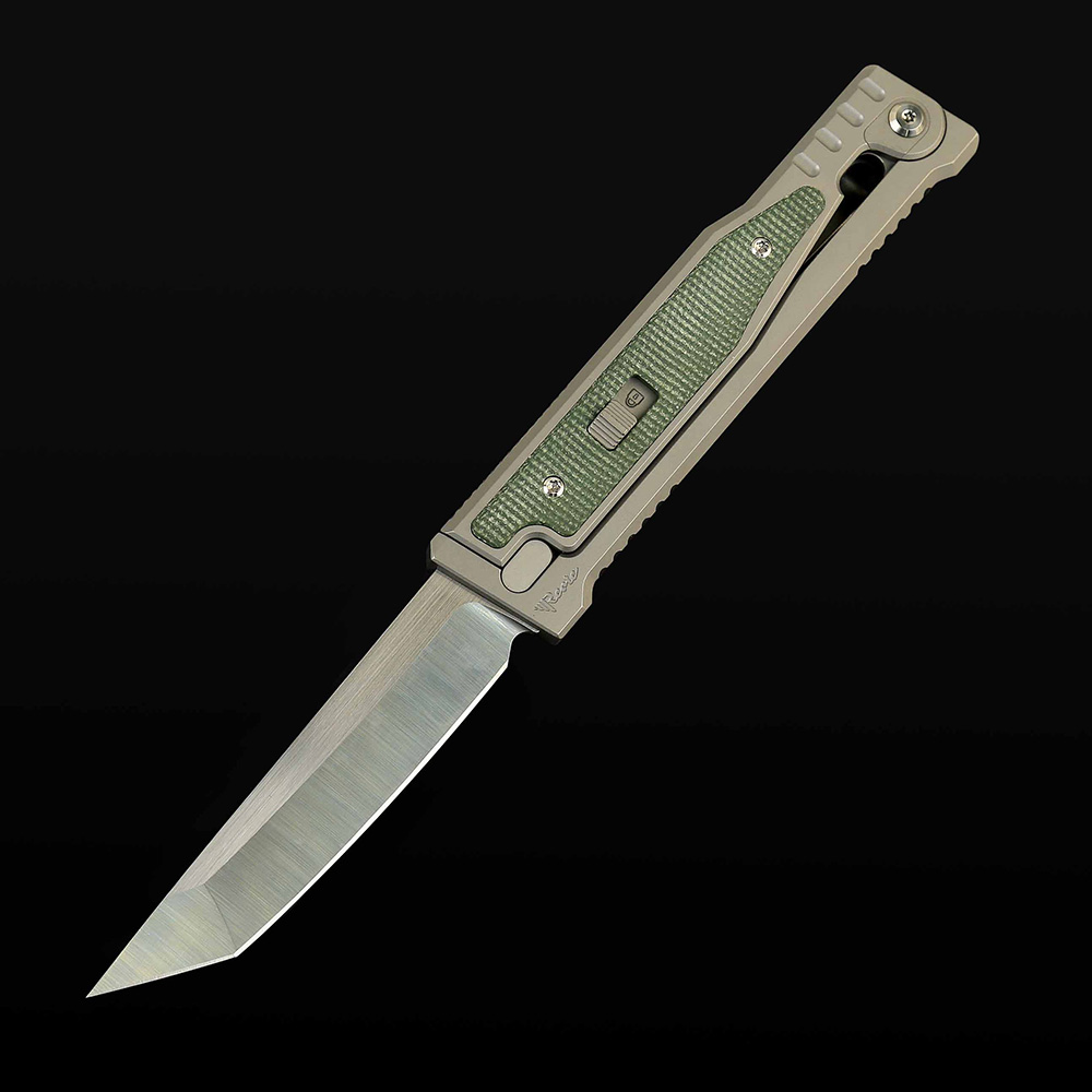 EXO Titanium bead blast handle green Micarta inlay - Tanto