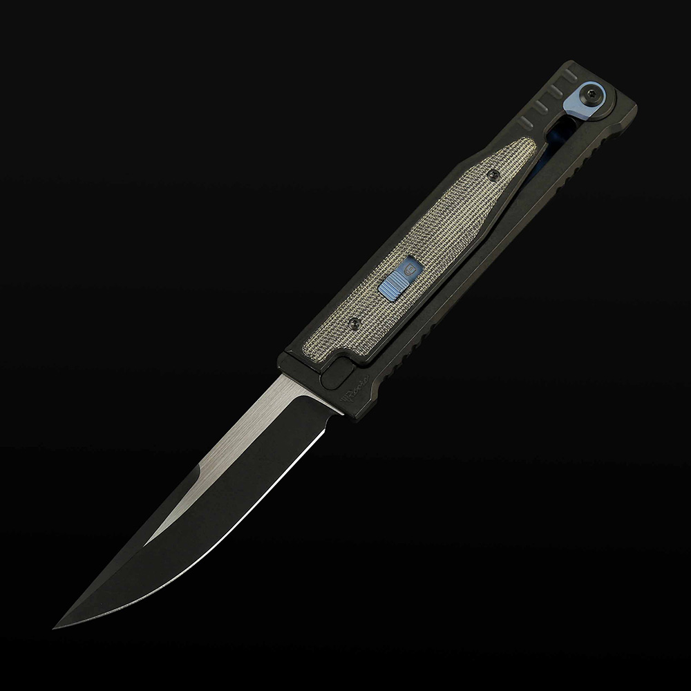EXO Titanium bead blast handle Black micarta Micarta inlay - Drop point