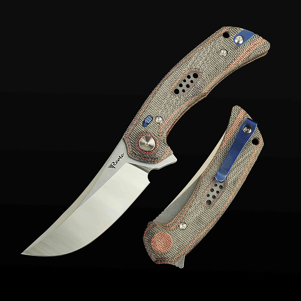 PL-7 Red/black Micarta inlay with Nitro-V blade -Belt satin