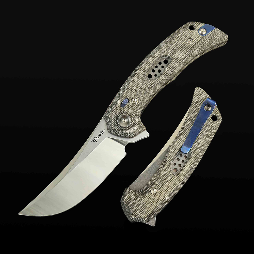 PL-7 Black Micarta inlay with Nitro-V blade - Belt satin