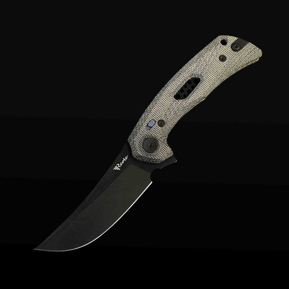 PL-7 Black Micarta inlay with Nitro-V blade - Black PVD