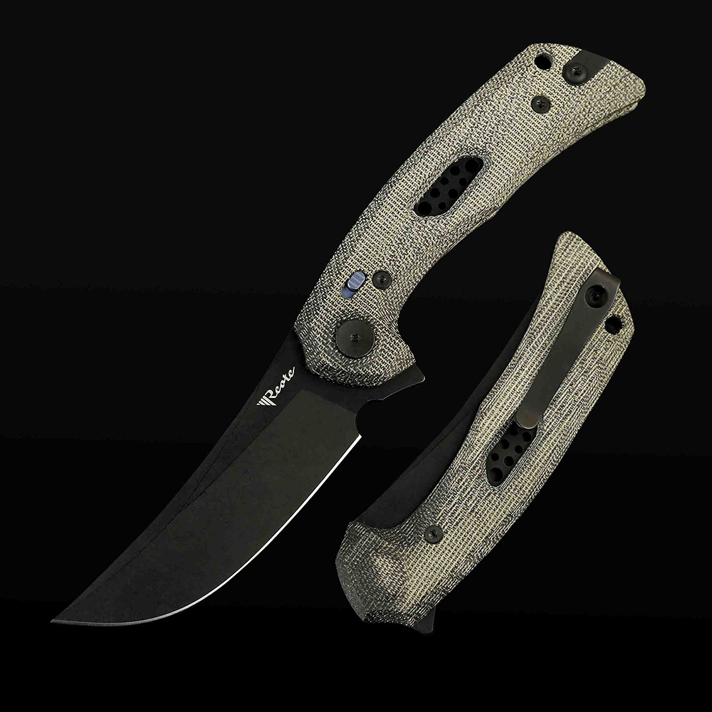 PL-7 Black Micarta inlay with Nitro-V blade - Black PVD