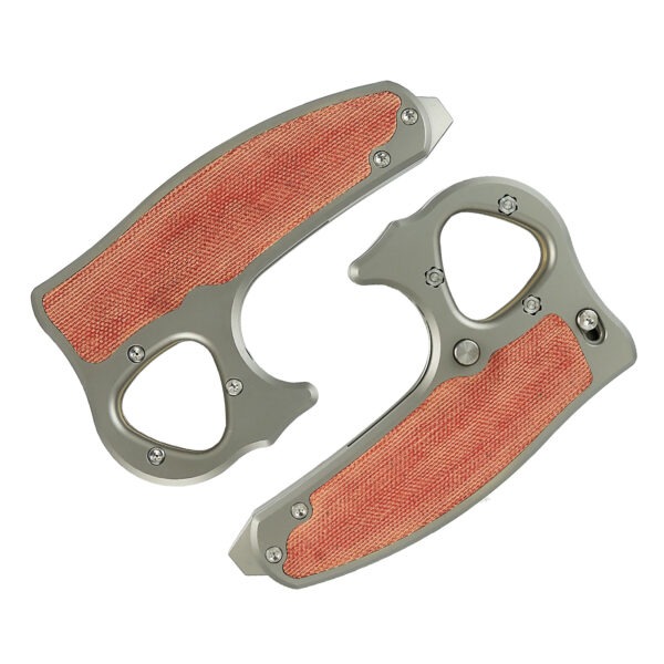 Exo-D Ti-bead blast handle Elmax Belt satin blade Orange micarta inlay - Image 2