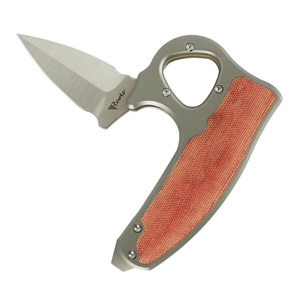 Exo-D Ti-bead blast handle Elmax Belt satin blade Orange micarta inlay