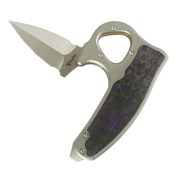 Exo-D Ti-bead blast handle Elmax Belt satin blade Fat Carbon-Purple Haze inlay