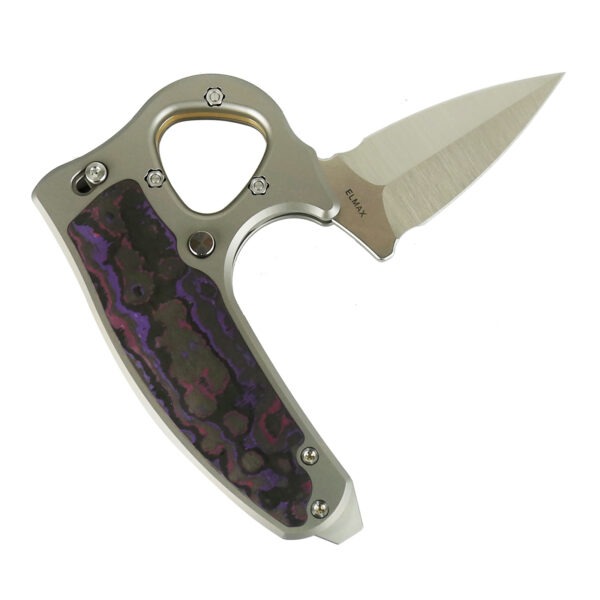 Exo-D Ti-bead blast handle Elmax Belt satin blade Fat Carbon-Purple Haze inlay - Image 3