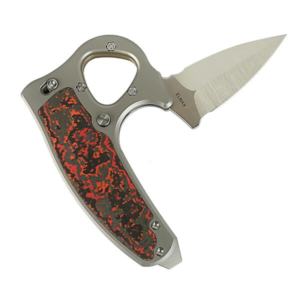 Exo-D Ti-bead blast handle Elmax Belt satin blade Fat Carbon- Lava Flow inlay - Image 3